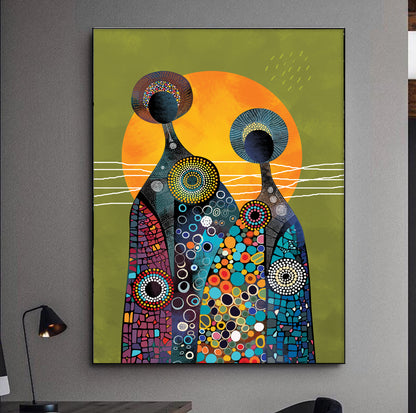 Contemporary abstract African wall art – modern bright African American print, ethnic female poster, home gift idea