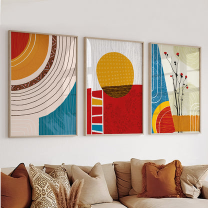 Abstract African American art set of 3 – contemporary colorful minimalist prints for gallery wall decor