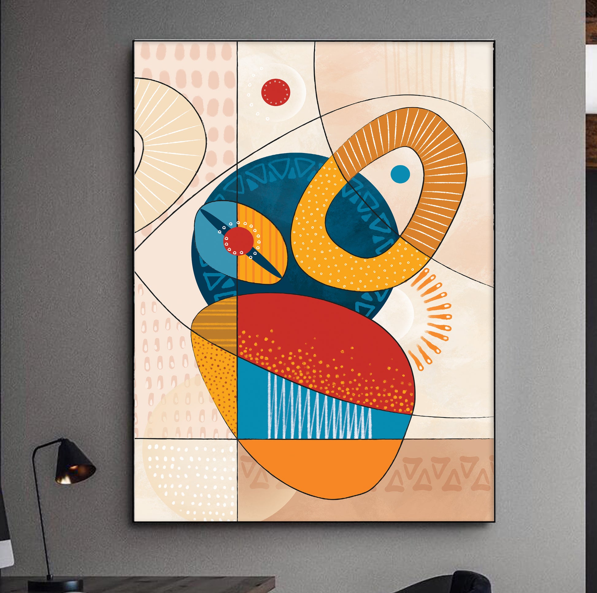 Abstract African art print – colorful minimalist ethnic pattern poster, modern living room wall decor