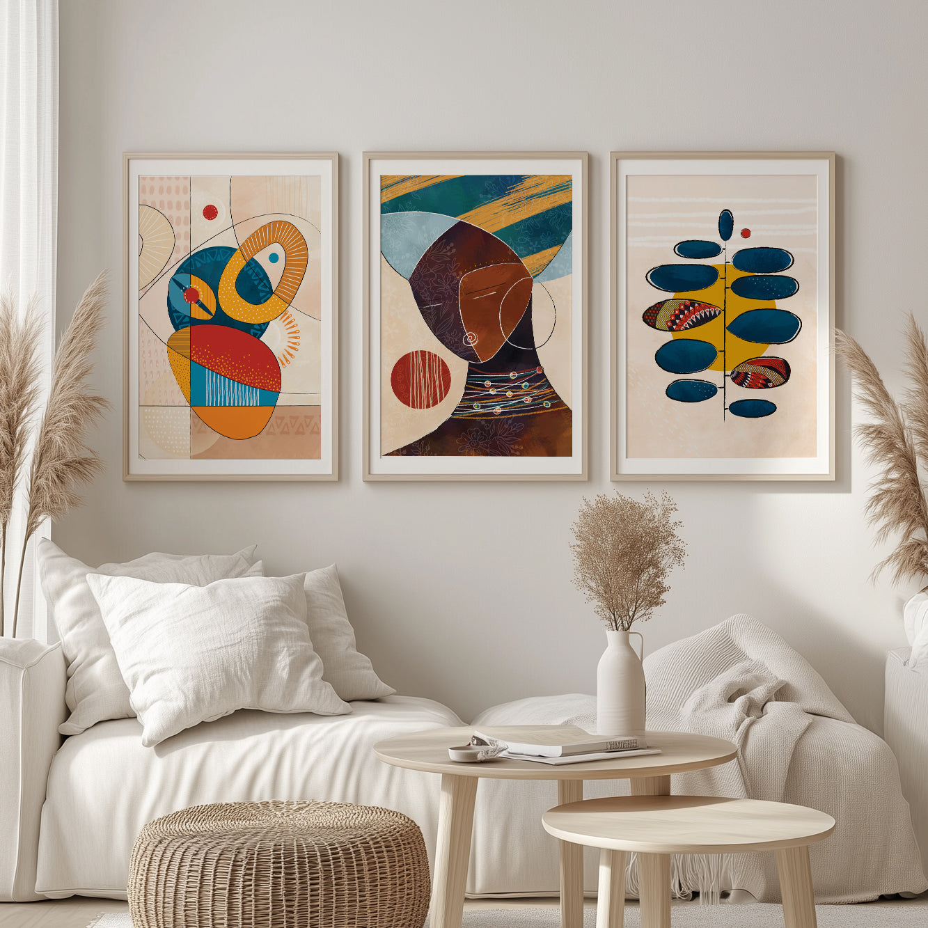 Set of 3 colorful African American art prints, ethnic-themed wall decor for bedroom decor