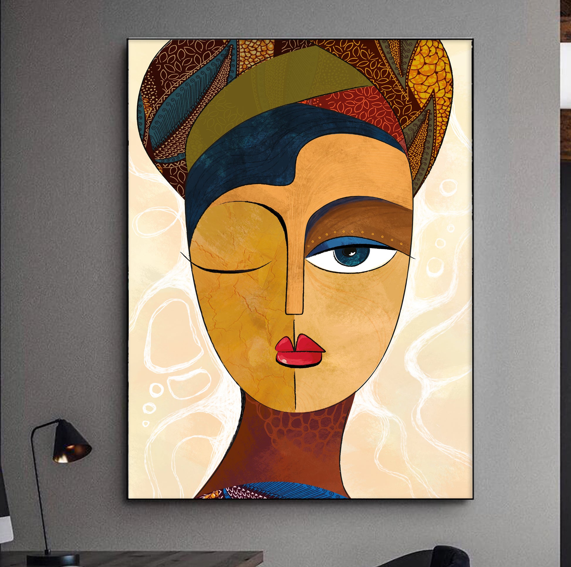 Black woman portrait print – modern abstract African art, contemporary African wall art, minimalist poster for room decor