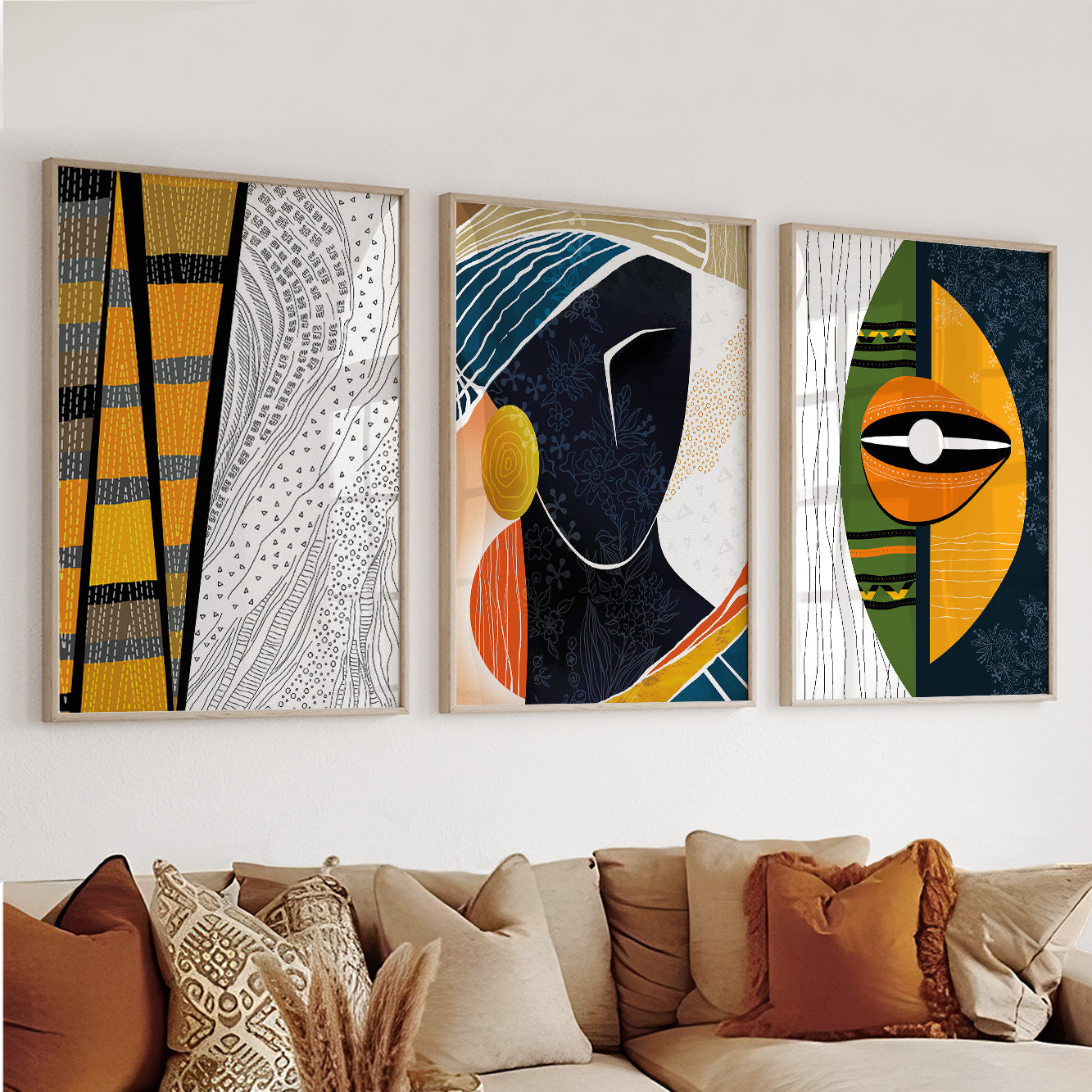 Colorful abstract African American wall art – set of 3 black woman prints for aesthetic home and gallery