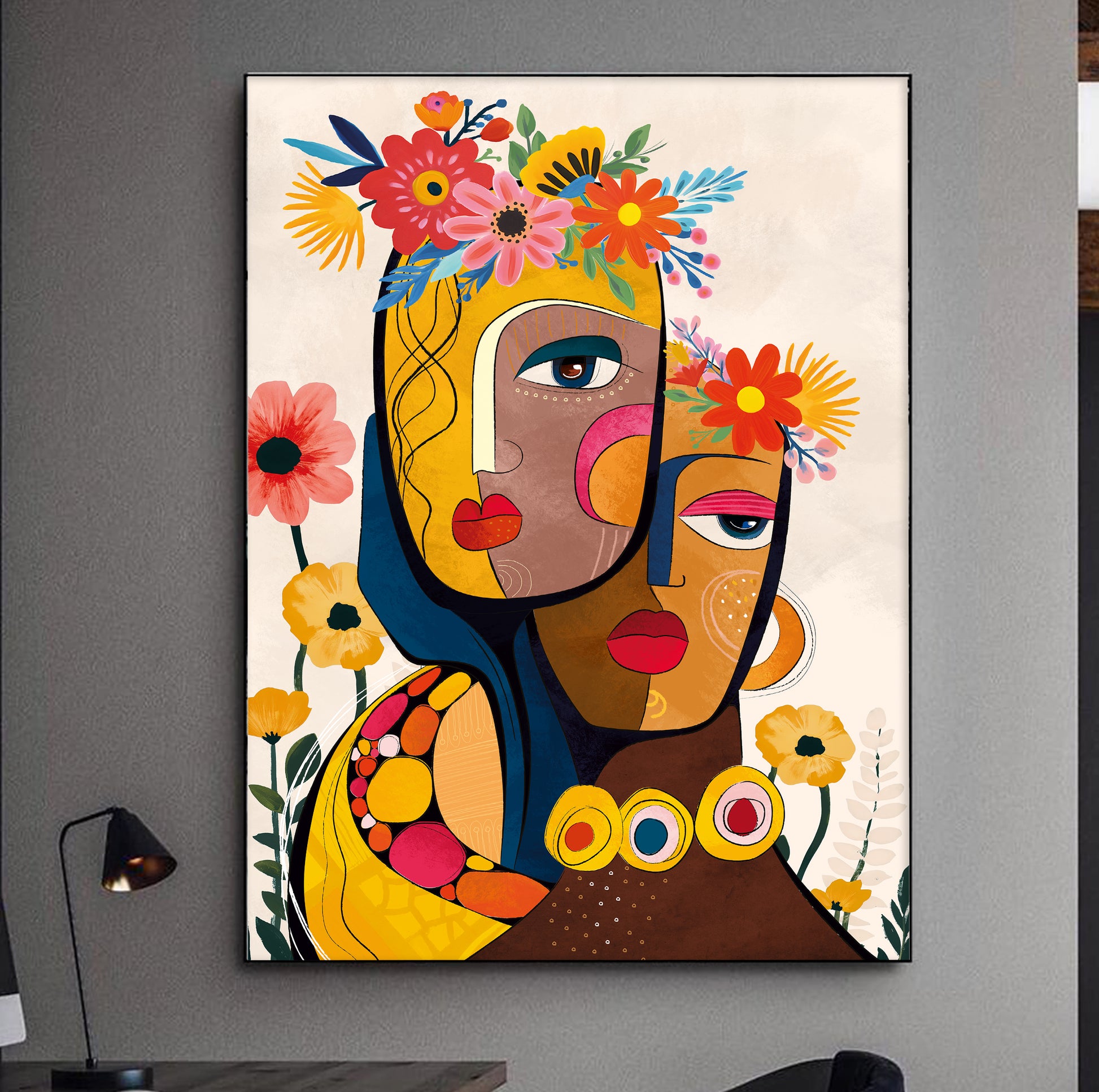 Vibrant African American art – abstract woman portrait print for home and gallery wall decor