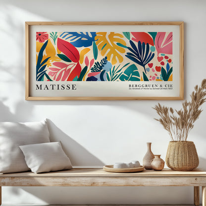 Henri Matisse Print, long narrow colorful tropical leaves wall decor, vibrant Matisse wall art panoramic poster, oversized wall art