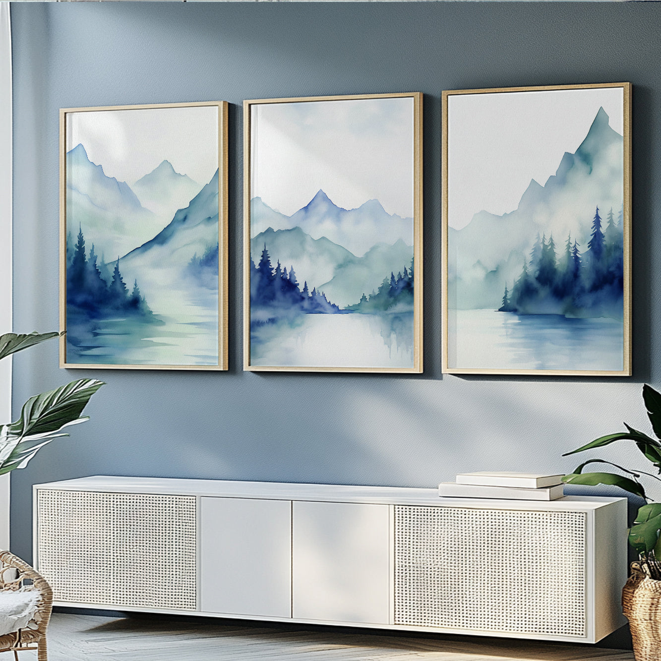 Nordic Minimalist Mountain Art Set – Abstract Prints for Living Room Decor