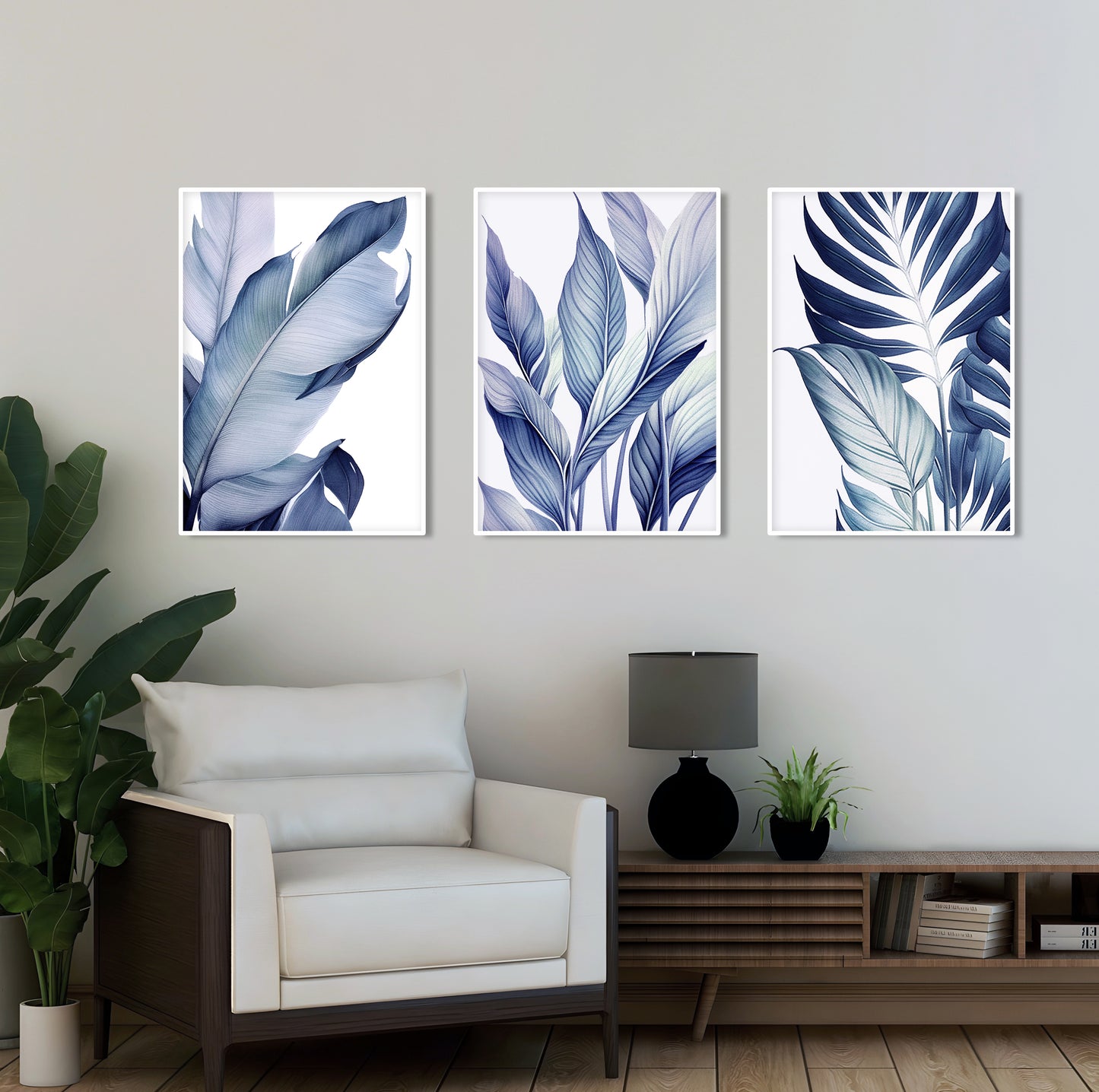 Close-up of abstract blue tropical leaf on white background

