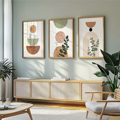 Mid century boho art prints – terracotta and green neutral tones, perfect for gallery walls or bedrooms.