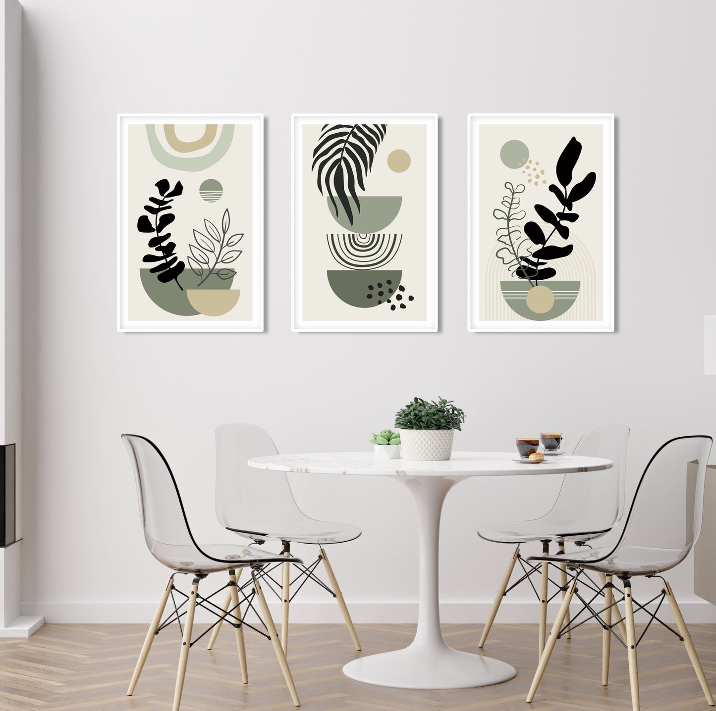 Sage green boho print set of 3. Mid century modern neutral wall art. Bohemian above bed gallery wall art, Boho Wall Art, Green Wall Prints - Mid century modern art