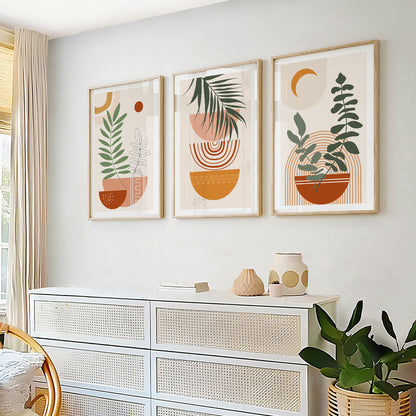 Terracotta Beige Boho Wall Art Set – Mid Century Modern Neutral Prints for Living Room and Bedroom, Above Bed Gallery Wall