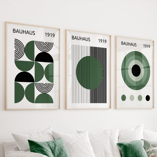 Bauhaus Art Set of 3 Prints – Mid Century Modern Wall Art