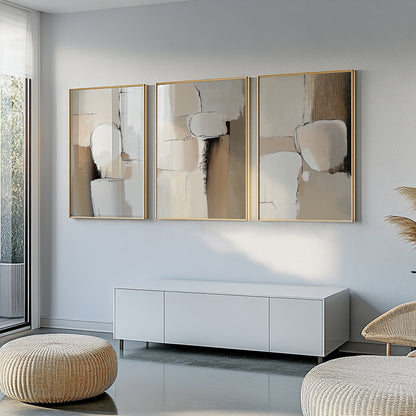 Neutral Abstract Set of 3 – Earth Tone Textured Minimalist Art (USA)