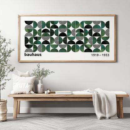 Long narrow abstract print in green and black tones, ideal for minimalist or retro interiors