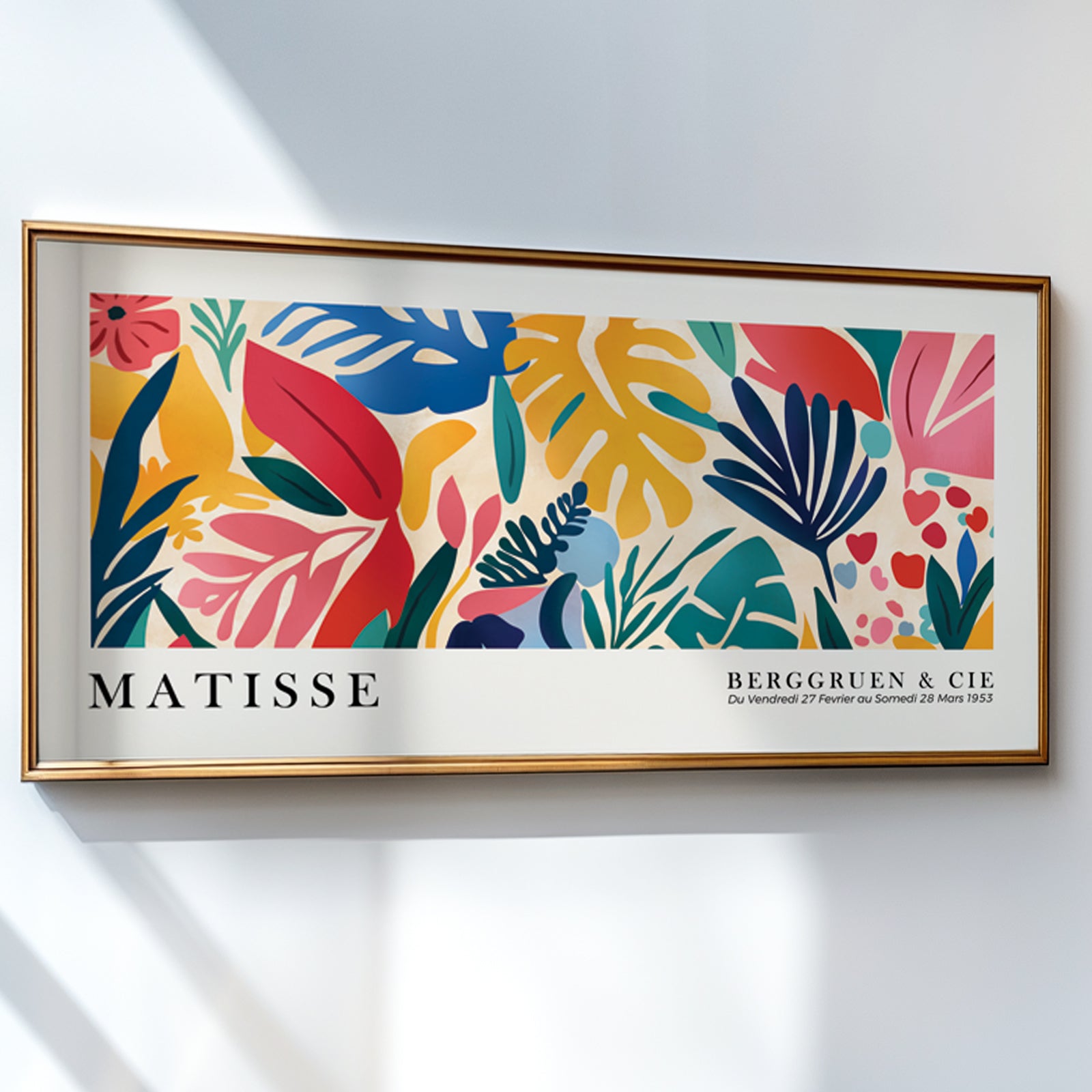 Henri Matisse Print – Long Narrow Colorful Tropical Leaves Wall Decor, Vibrant Panoramic Poster, Oversized Wall Art