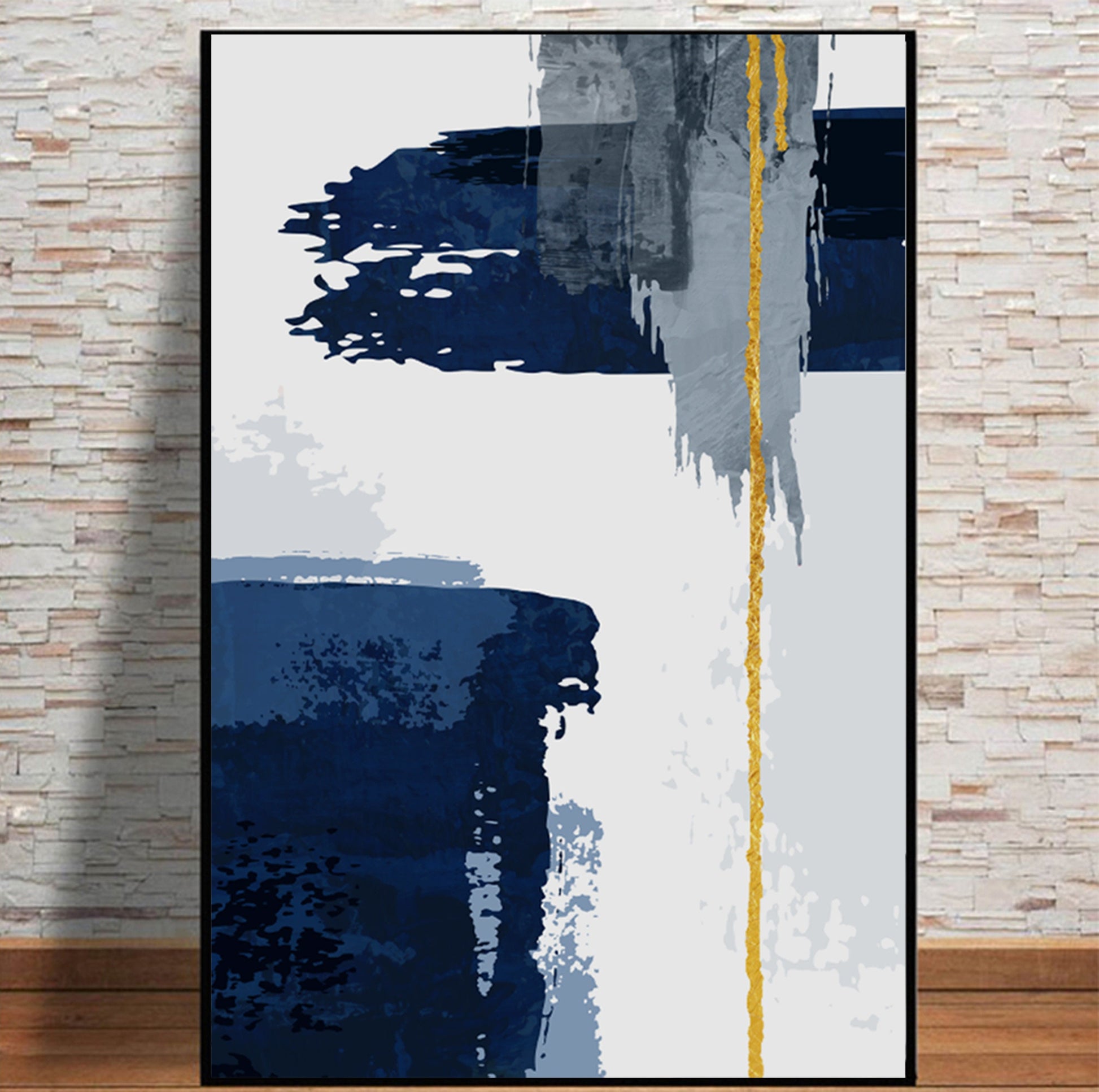 Navy Blue Abstract Print Set of 2 Minimalist Wall Art, Stroke Modern Scandinavian Large Canvas Art. Livingroom Aesthetic Posters - Abstract wall art - Digital Prints