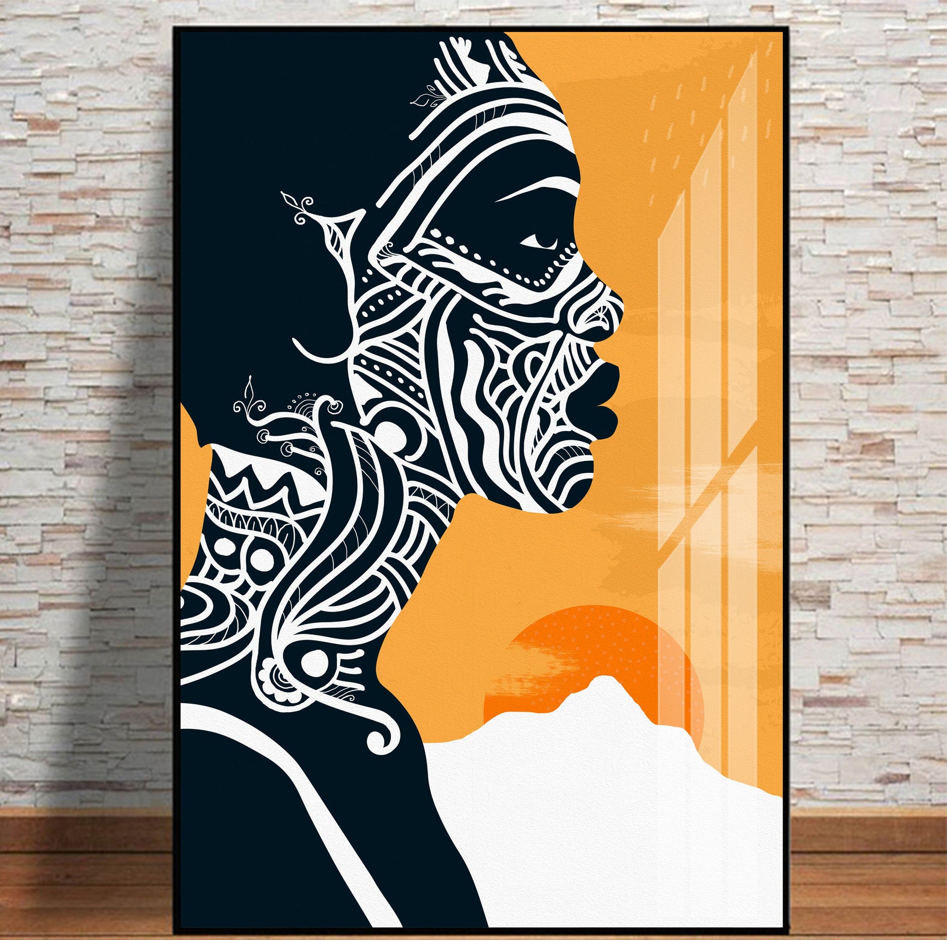 Modern african american art. Black woman portrait. Contemporary tribal african wall art. Abstract minimalist female poster - African wall art - Digital Prints