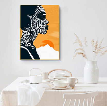 Modern african american art. Black woman portrait. Contemporary tribal african wall art. Abstract minimalist female poster - African wall art - Digital Prints