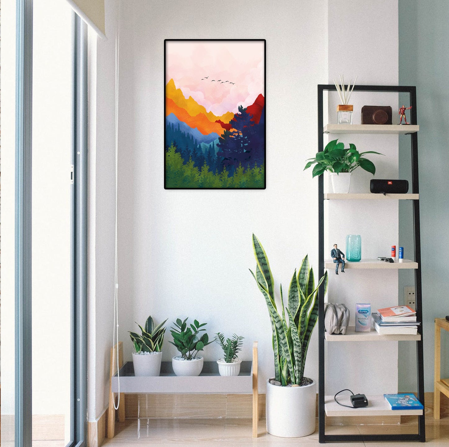 Scandinavian Colorful Bright Abstract Mountains Wall Art, Vibrant Mountains print, Modern Nordic Painting. - Mountain wall art - Digital Prints