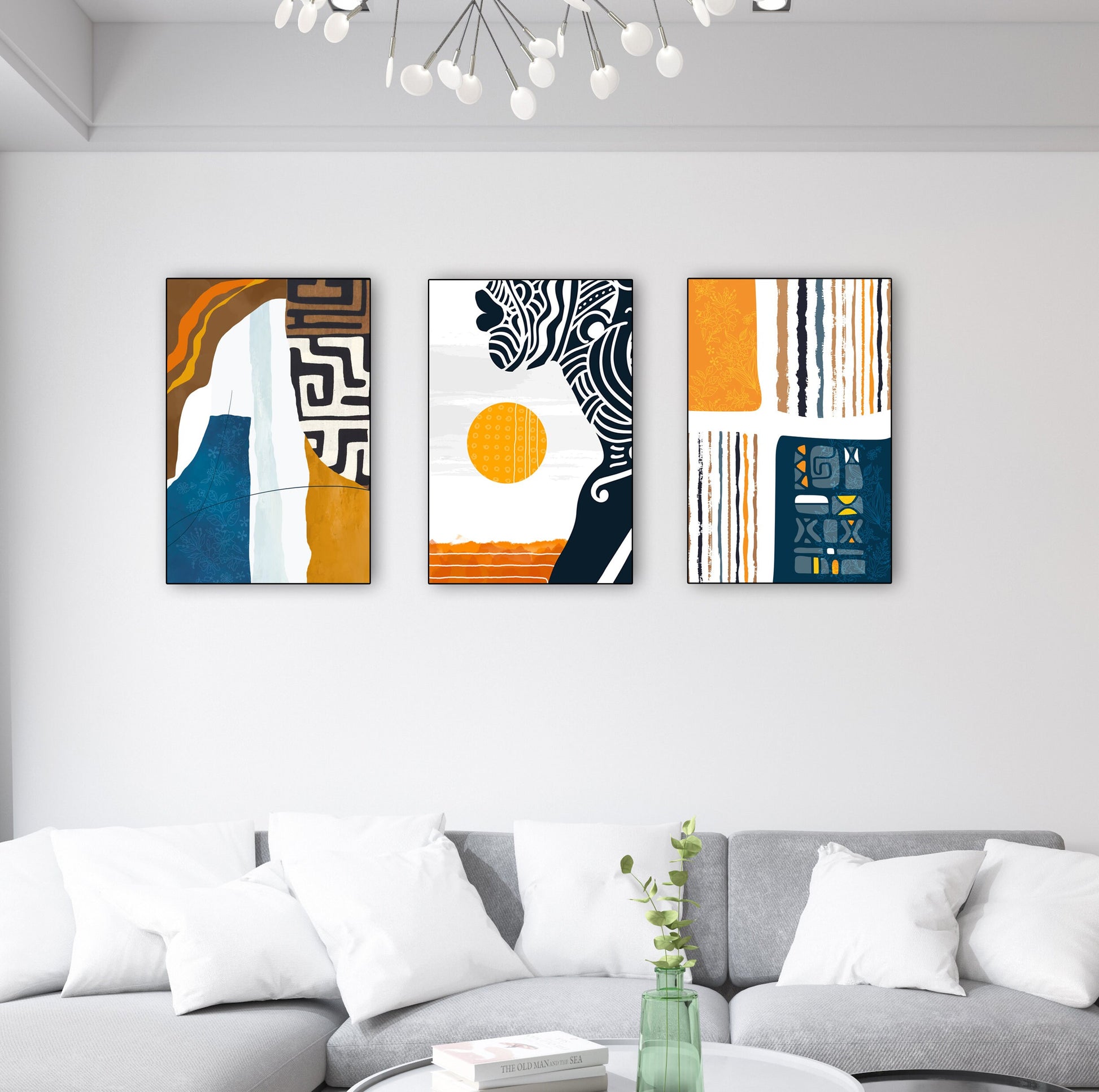 Modern african wall art set of 3 print. Abstract black woman gallery wall set, minimalist above bed africa art, aesthetic room decor - African wall art - Digital Prints