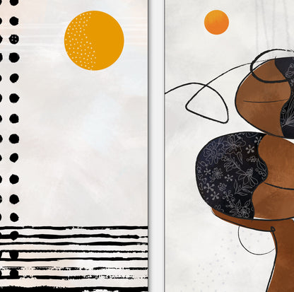 Mid century modern neutral african american art set of 2. Contemporary livingroom abstract black woman gallery wall set, above bed decor - African wall art - Digital Prints