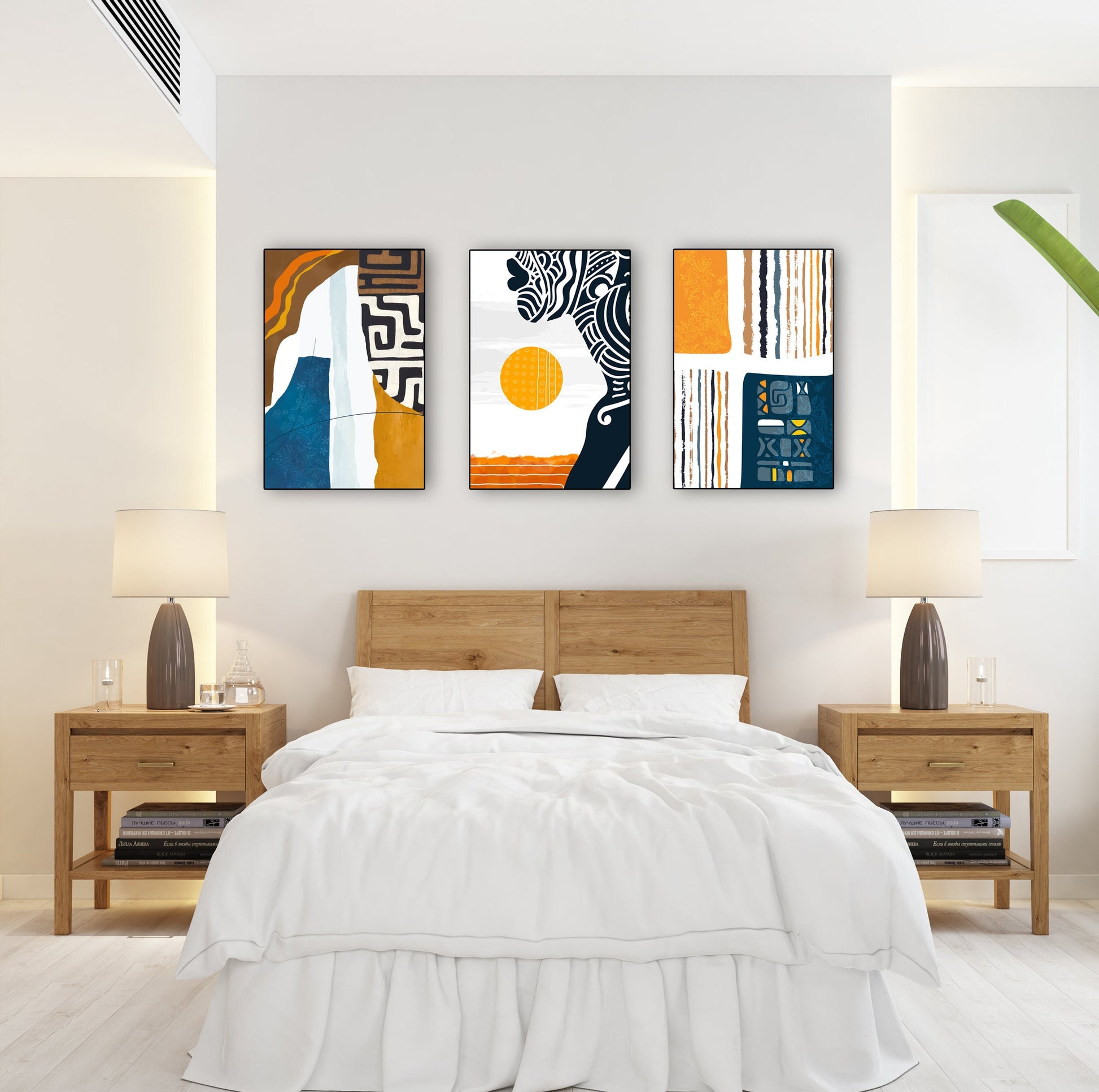 Modern african wall art set of 3 print. Abstract black woman gallery wall set, minimalist above bed africa art, aesthetic room decor - African wall art - Digital Prints