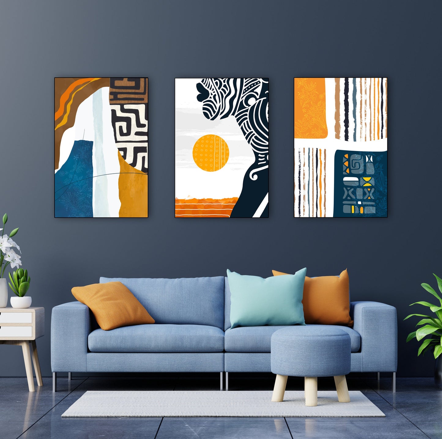 Modern african wall art set of 3 print. Abstract black woman gallery wall set, minimalist above bed africa art, aesthetic room decor - African wall art - Digital Prints