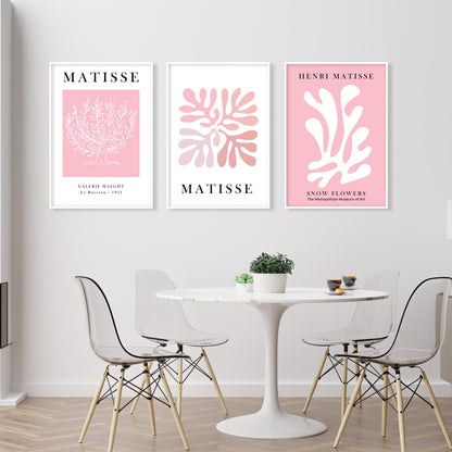 Pink Matisse set of 3 prints. Pastel minimalist gallery wall set, vintage trendy wall art, Henri Matisse print, aesthetic room decor - Mid century modern art - Digital Prints