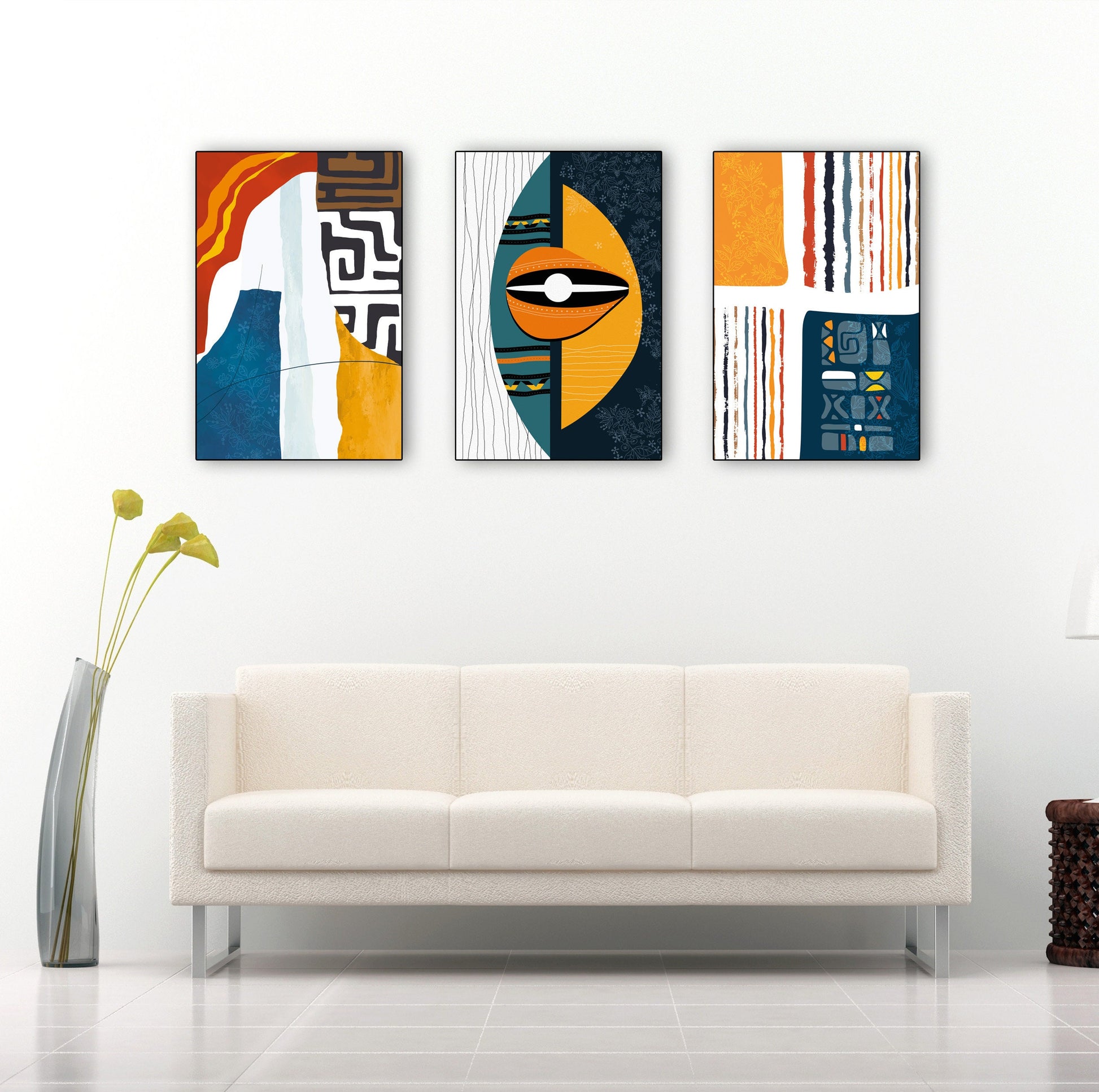 African american art set of 3 print. Abstract african art, ethnic gallery wall set. Modern colorful minimalist above bed african wall art - African wall art - Digital Prints