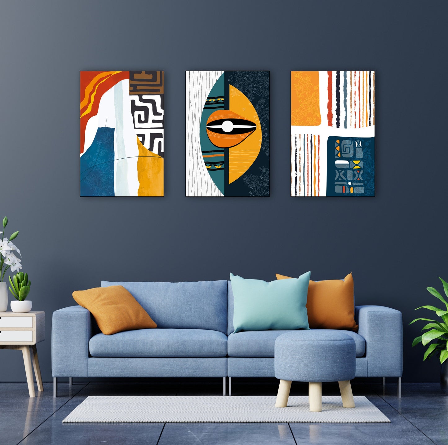 African american art set of 3 print. Abstract african art, ethnic gallery wall set. Modern colorful minimalist above bed african wall art - African wall art - Digital Prints