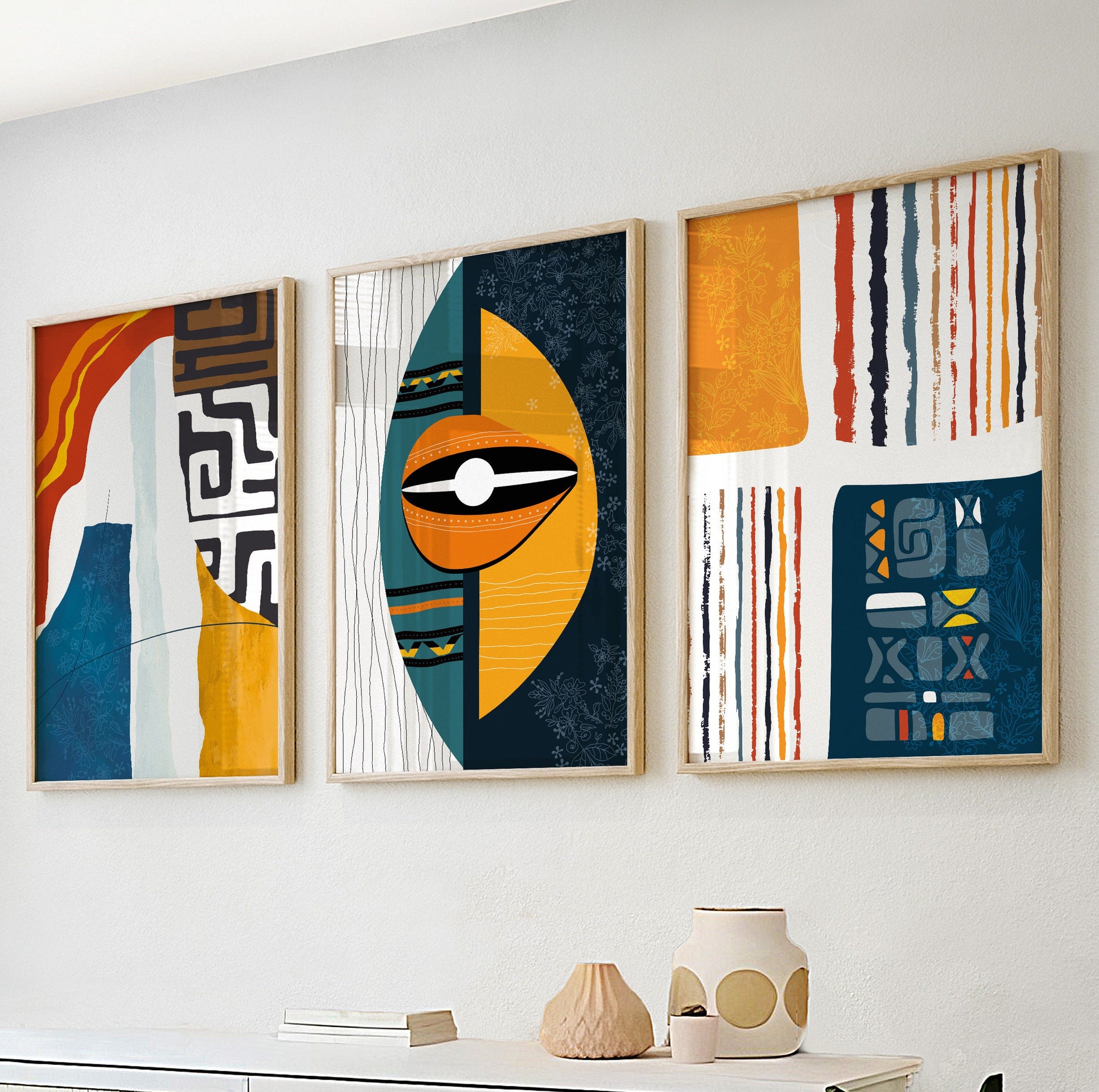 African american art set of 3 print. Abstract african art, ethnic gallery wall set. Modern colorful minimalist above bed african wall art - African wall art - Digital Prints