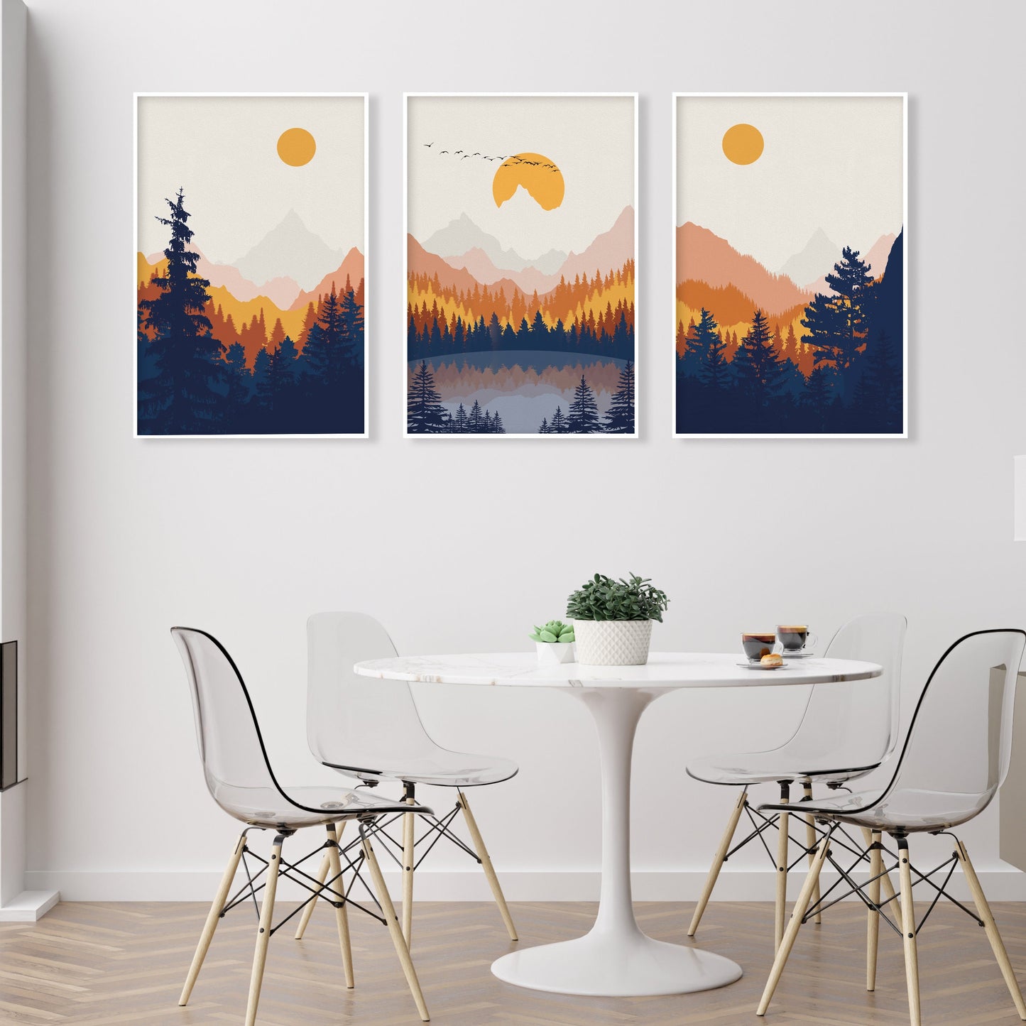 Colorful mountains wall art set of 3 prints, Mid century modern nordic poster, gallery wall set, apertment decor, home large wall art prints - Mountain wall art - Digital Prints