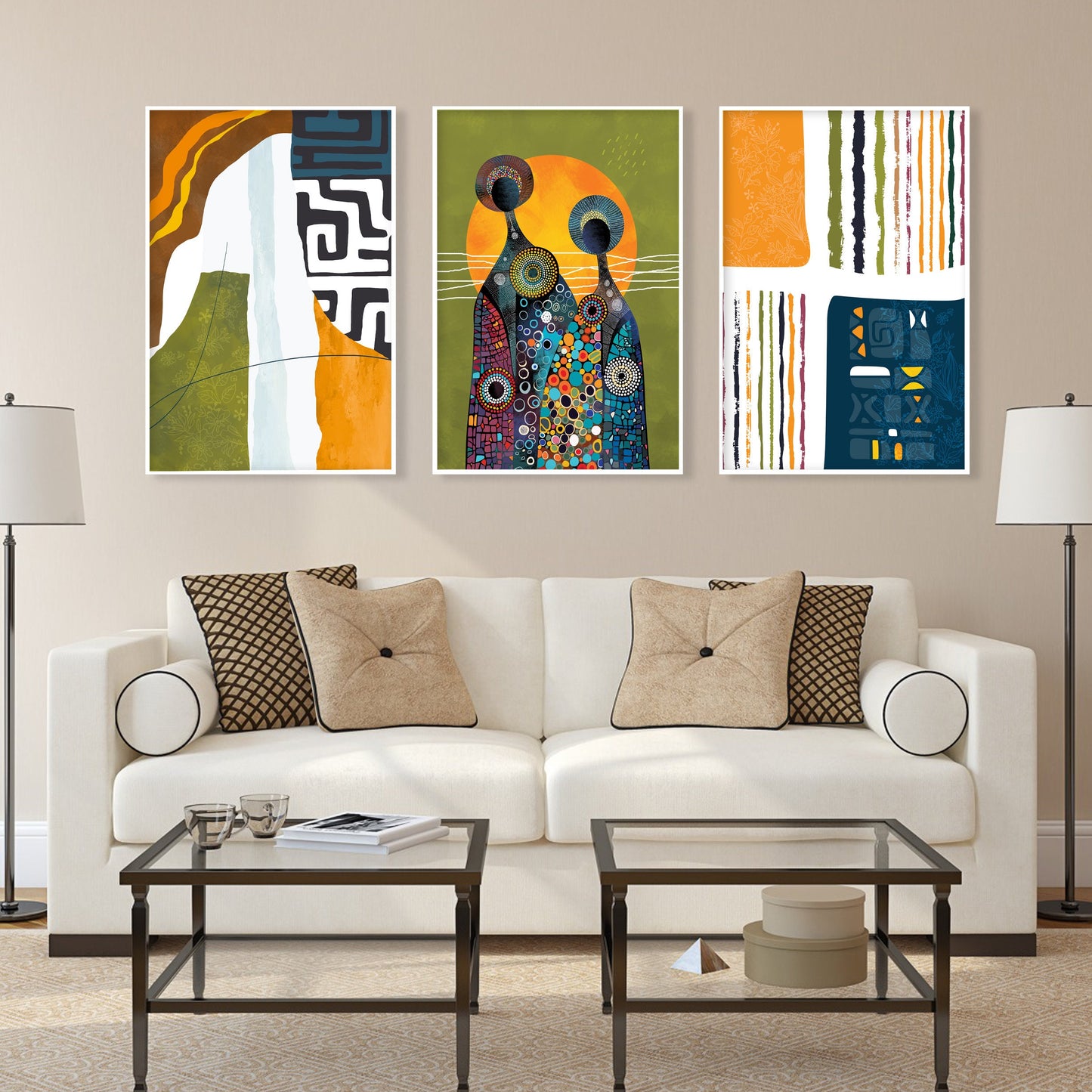 African american art gallery wall set of 3 print. Abstract ethnic posters. Modern extra large colorful minimalist above bed african wall art - African wall art - Digital Prints