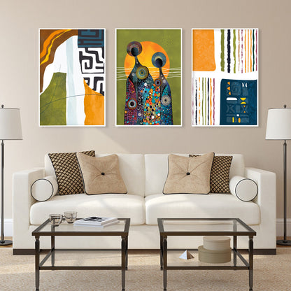 African american art gallery wall set of 3 print. Abstract ethnic posters. Modern extra large colorful minimalist above bed african wall art - African wall art - Digital Prints