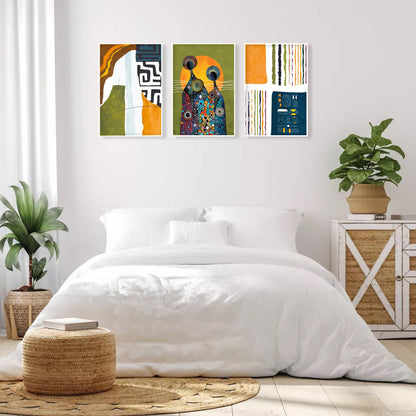 African american art gallery wall set of 3 print. Abstract ethnic posters. Modern extra large colorful minimalist above bed african wall art - African wall art - Digital Prints