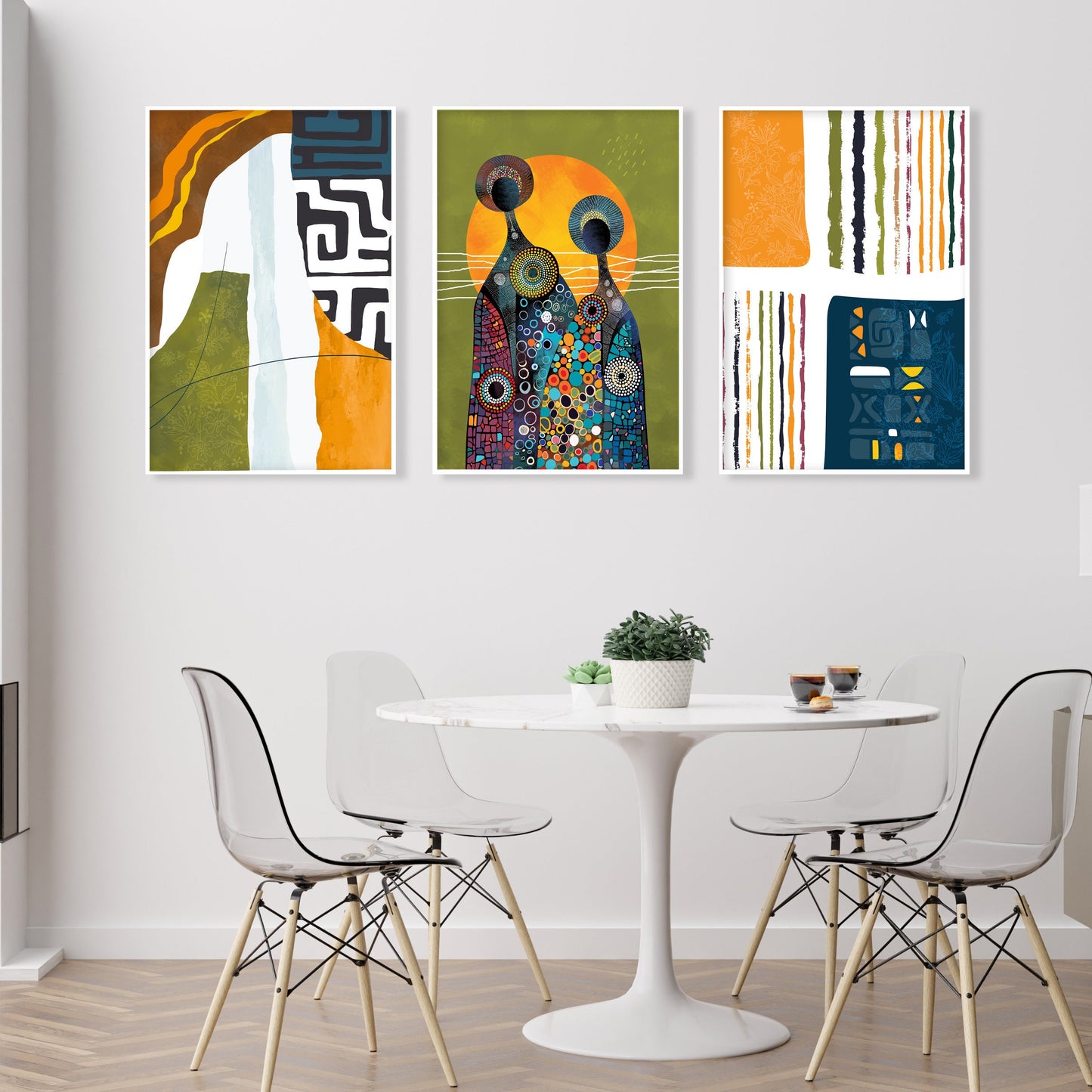 African american art gallery wall set of 3 print. Abstract ethnic posters. Modern extra large colorful minimalist above bed african wall art - African wall art - Digital Prints