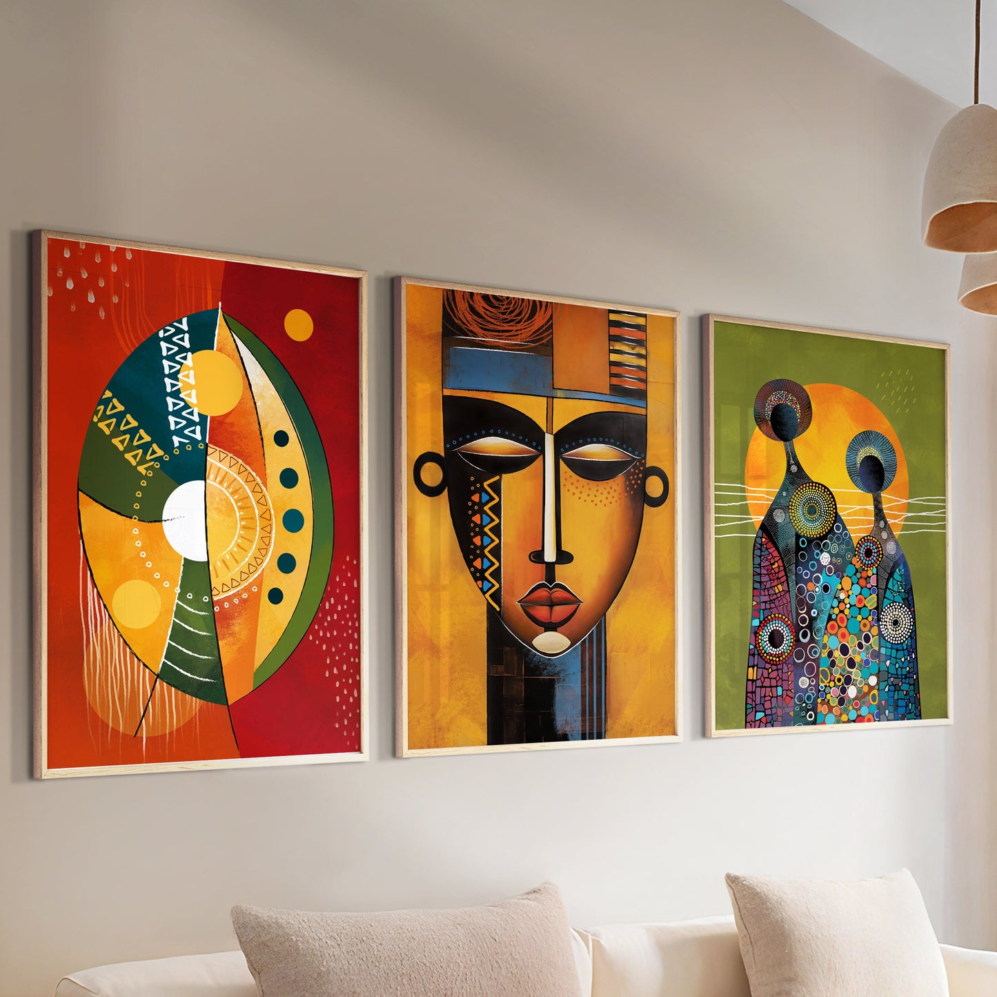 Colorful african art set of 3 print. Abstract ethnic gallery wall set. Modern vibrant apartment decor, home gift idea - African wall art - Digital Prints