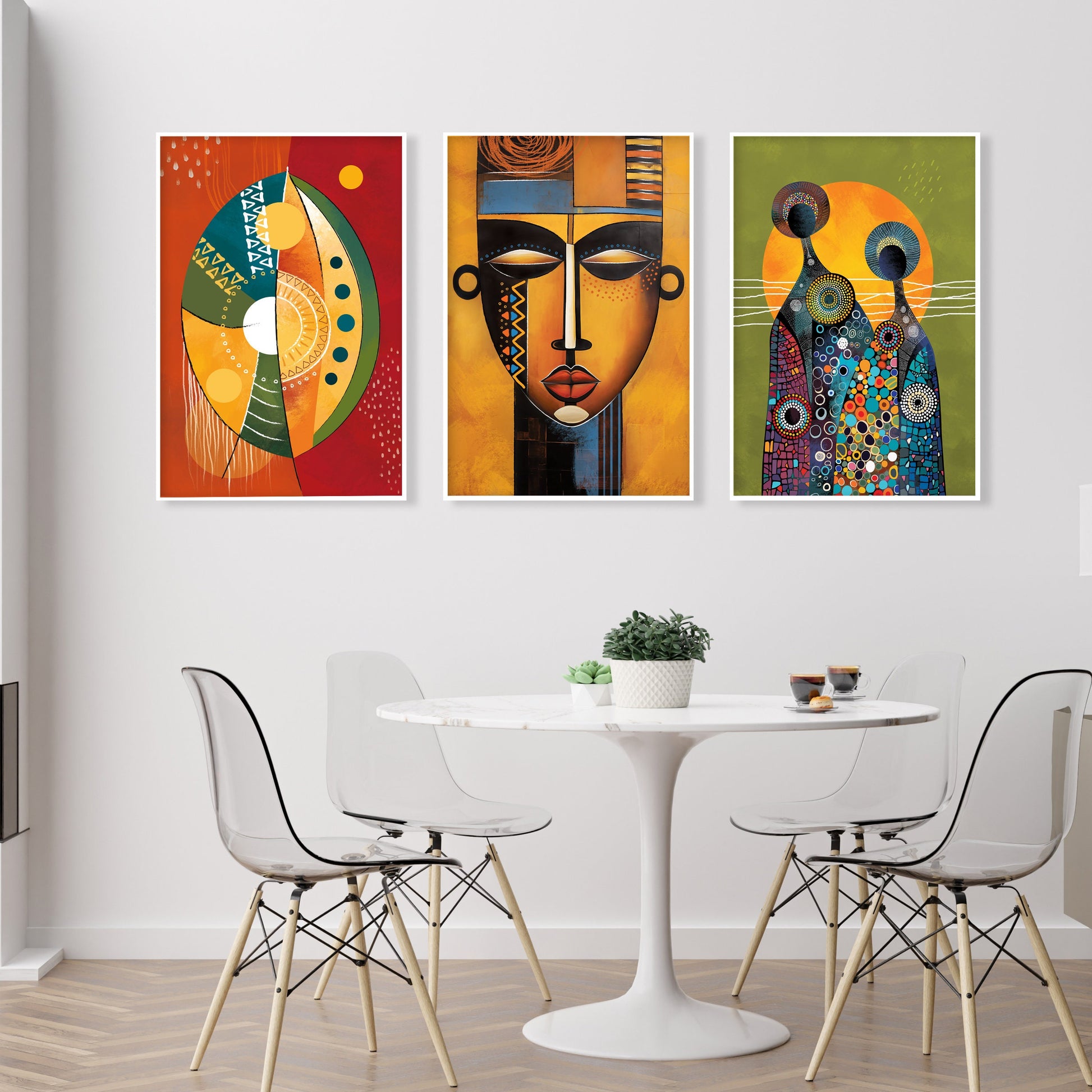 Colorful african art set of 3 print. Abstract ethnic gallery wall set. Modern vibrant apartment decor, home gift idea - African wall art - Digital Prints