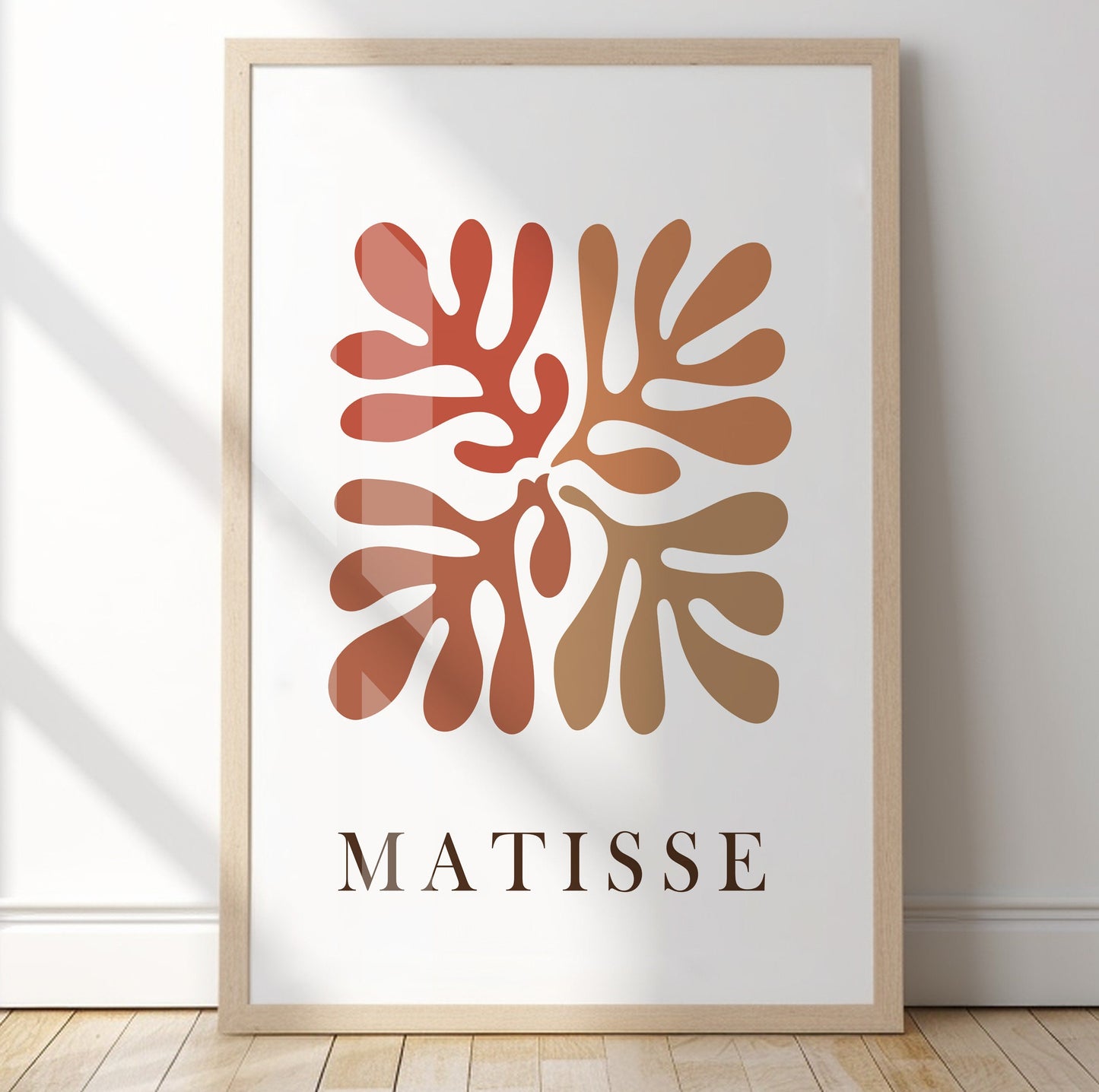 Terracotta Matisse Print, Extra Large Trendy Abstract Botanical Drawing, Minimalist Mid century Bedroom, Living Room Art - - Digital Prints