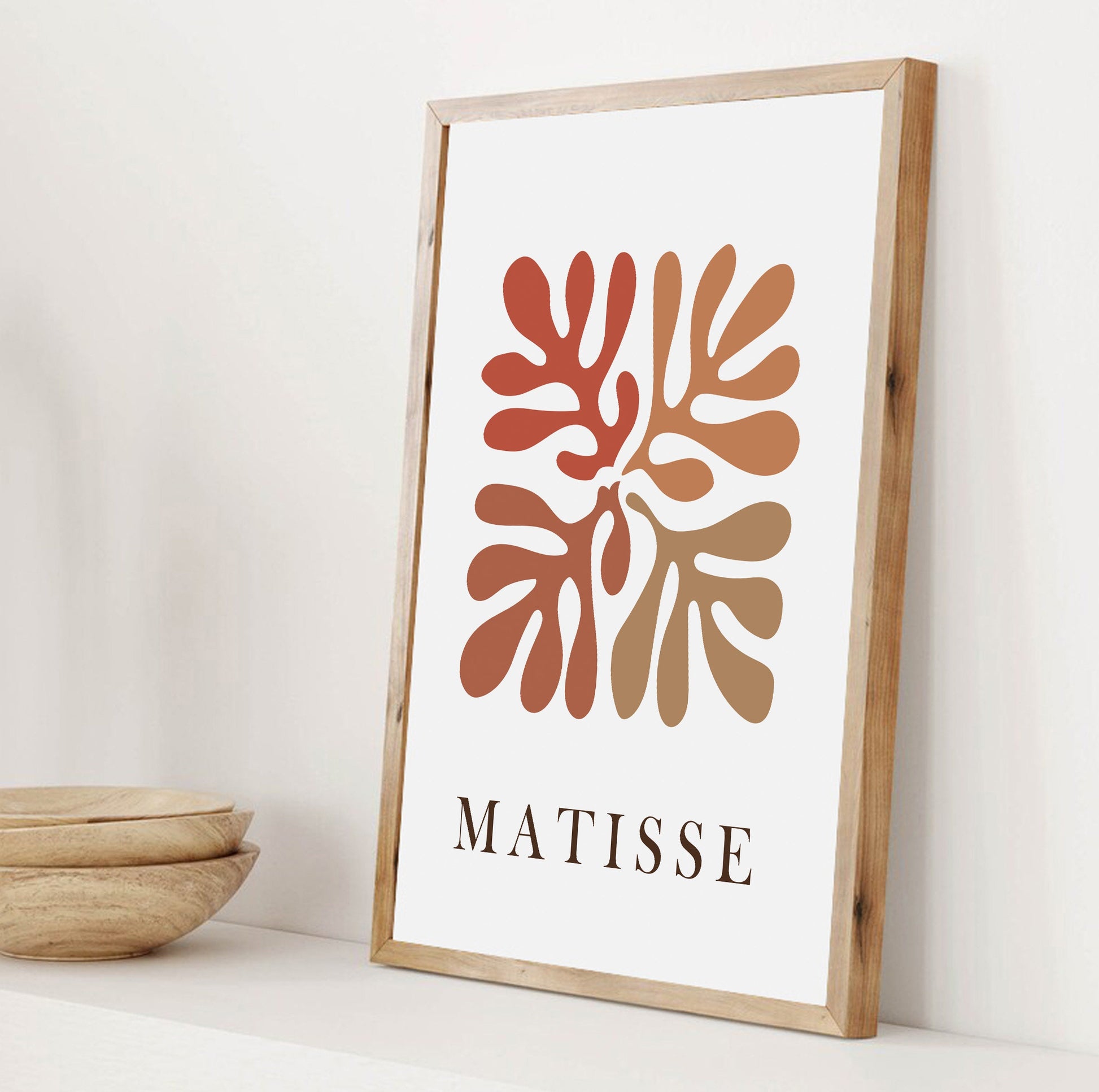 Terracotta Matisse Print, Extra Large Trendy Abstract Botanical Drawing, Minimalist Mid century Bedroom, Living Room Art - - Digital Prints