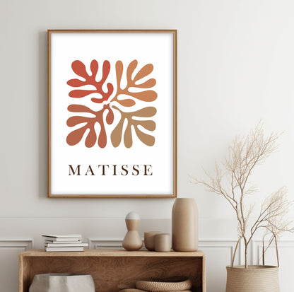 Terracotta Matisse Print, Extra Large Trendy Abstract Botanical Drawing, Minimalist Mid century Bedroom, Living Room Art - - Digital Prints