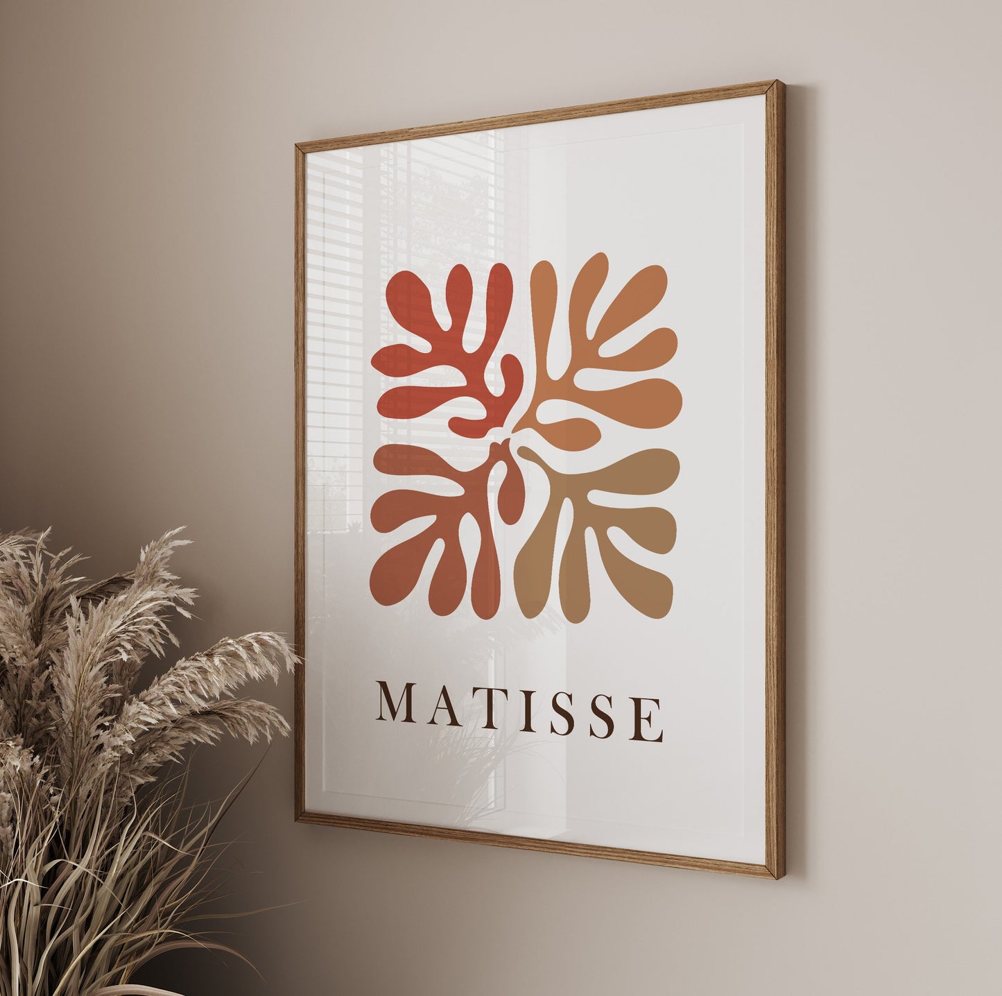 Terracotta Matisse Print, Extra Large Trendy Abstract Botanical Drawing, Minimalist Mid century Bedroom, Living Room Art - - Digital Prints