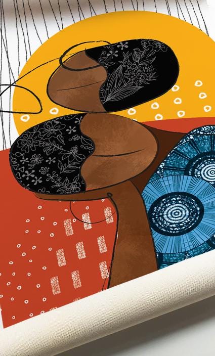 Abstract Ethnic African Art Set of 3 Print. Modern Colorful Gallery Wall Set, Contemporary African American Woman Print, Black Girl Poster - African wall art - Digital Prints