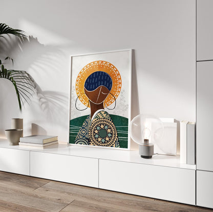 Modern african american art print. Abstract black woman portrait. Contemporary african wall art, aesthetic room decor, Black woman poster - African wall art - Digital Prints