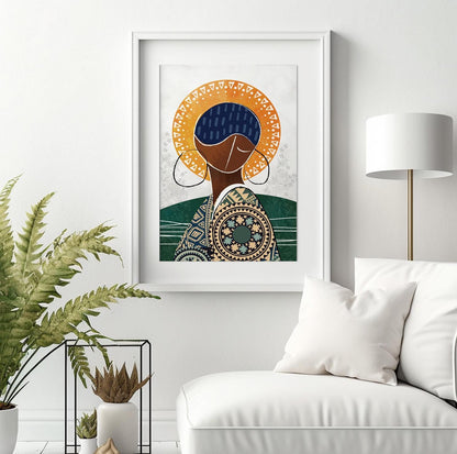 Modern african american art print. Abstract black woman portrait. Contemporary african wall art, aesthetic room decor, Black woman poster - African wall art - Digital Prints