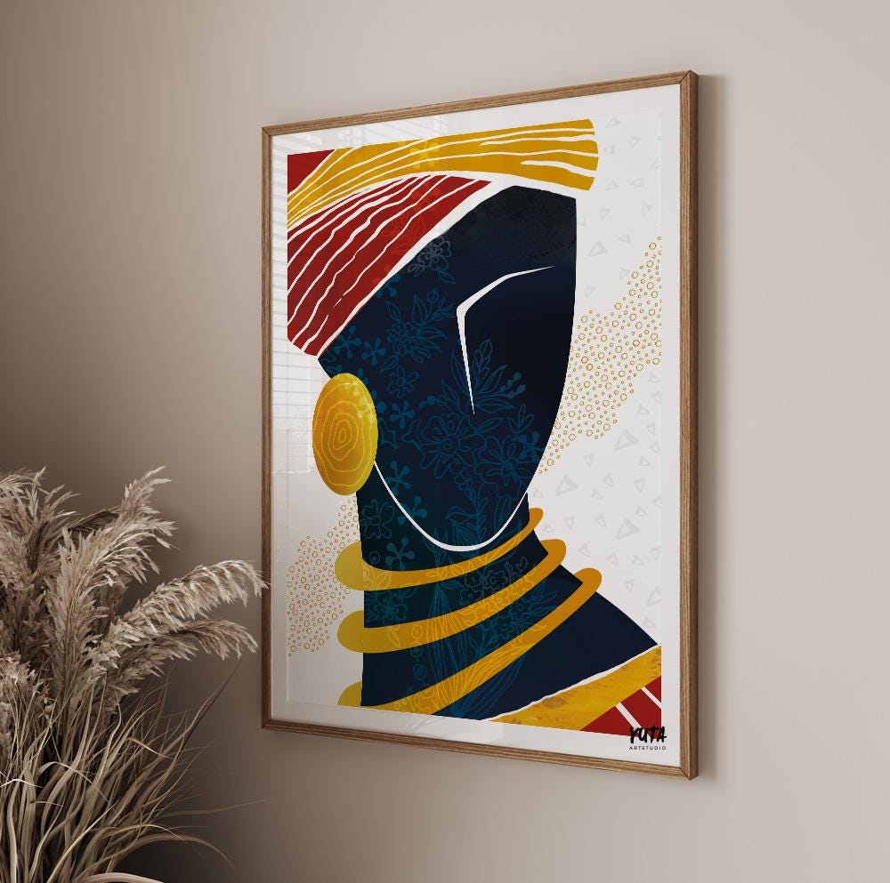 Modern African American Art Print. Black Woman Portrait. Contemporary African Wall Art. Abstract African Art Painting. Minimalist Poster - African wall art - Digital Prints