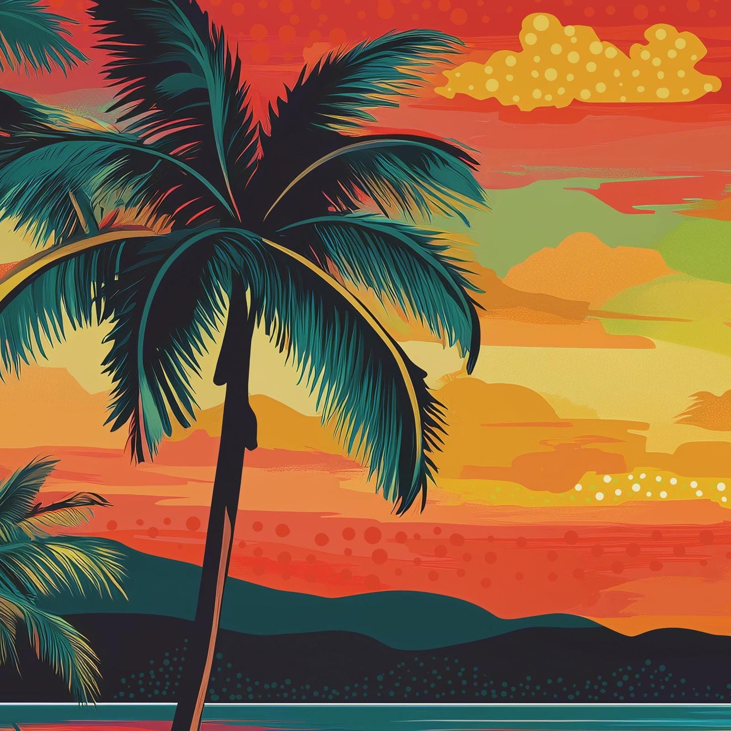 Tropical Sea Panoramic Print – Colorful Sunset Beach Wall Art - Mountain wall art - Digital Prints