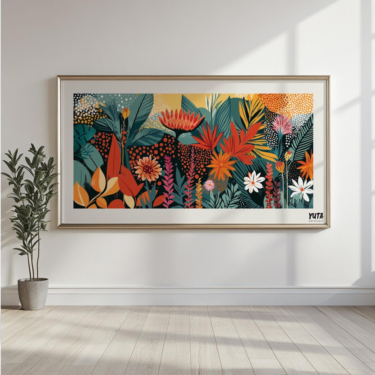 Panoramic Colorful Tropical Print – Abstract Mid-Century Wall Art - Mid century modern art - Digital Prints