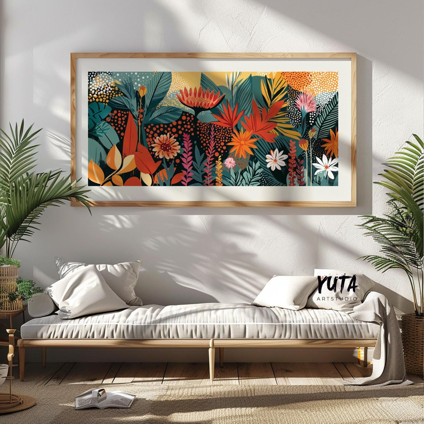 Panoramic Colorful Tropical Print – Abstract Mid-Century Wall Art - Mid century modern art - Digital Prints