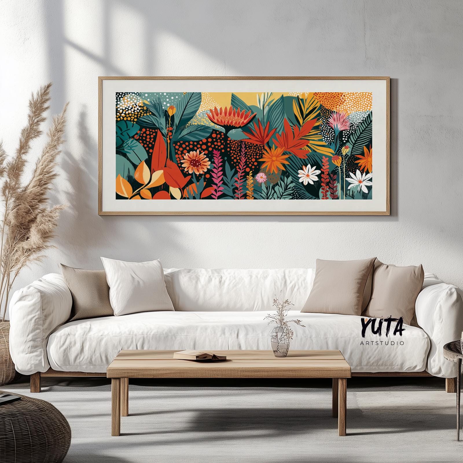 Panoramic Colorful Tropical Print – Abstract Mid-Century Wall Art - Mid century modern art - Digital Prints