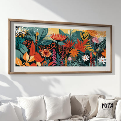 Panoramic Colorful Tropical Print – Abstract Mid-Century Wall Art - Mid century modern art - Digital Prints