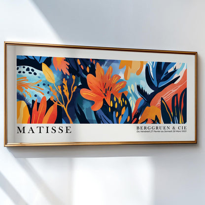 Colorful floral tropical wall art, vibrant Matisse wall art panoramic poster. Botanical Henri Matisse Print, horizontal above bed decor - Mid century modern art - Digital Prints